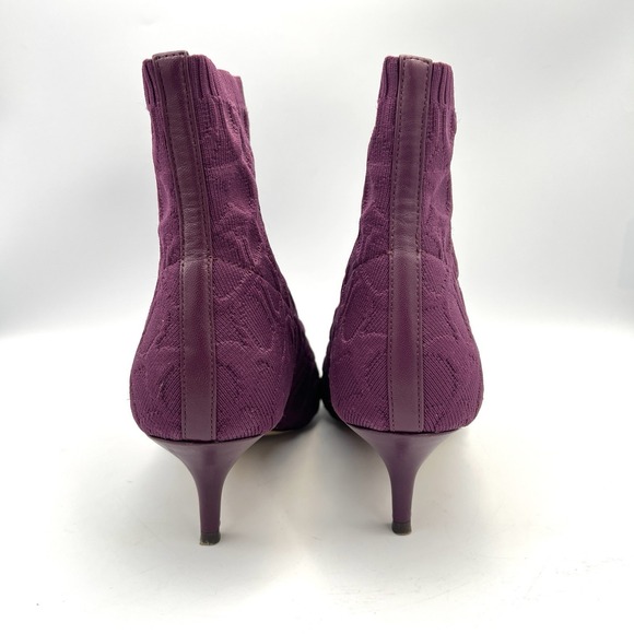 Coach Women's Jade Knit Sock Booties Deep Berry Stretch Knit Sz 8.5 Kitten Heel - Picture 5 of 14